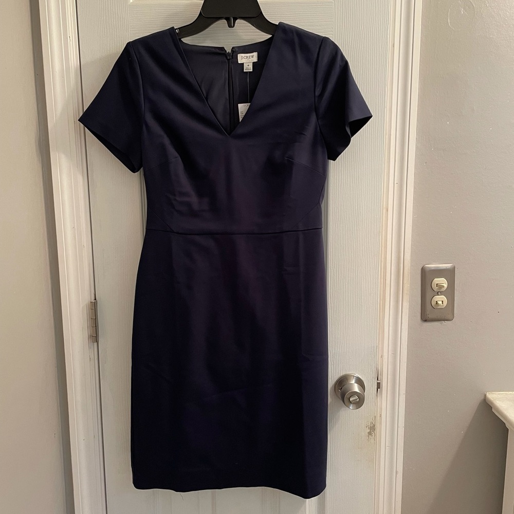 NWT navy J. Crew fitted/tailored “suit” dress.